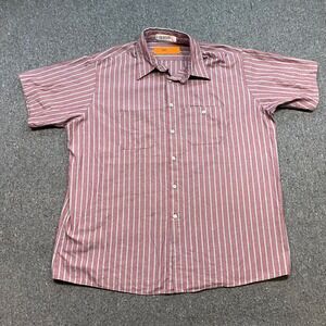 Red Kap CSC Work Shirt Sz XXL Mens Burgundy Grey Striped Short Sleeve Workwear